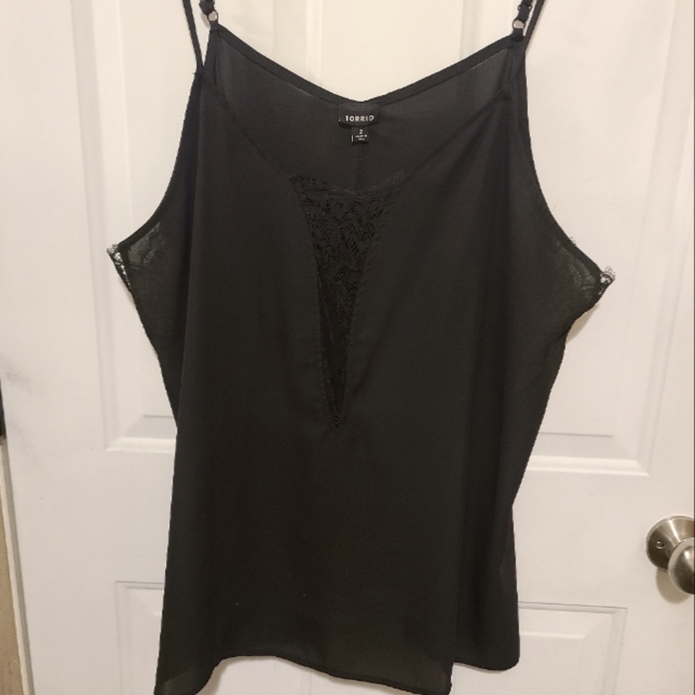 Torrid Size 2 sexy black tank with lace detail